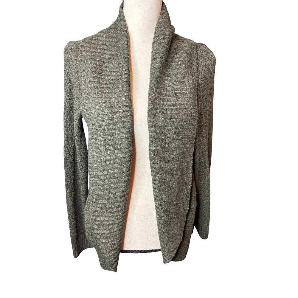 Staccato Olive Green Marl Open Front Shawl Collar Knit Cardigan Sweater Small